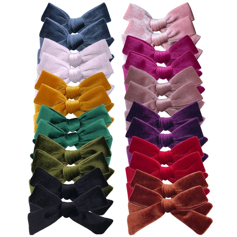 24 Pieces Velvet Bow Hair Clips Barrettes for Baby Girl Hair Bows Alligator C…