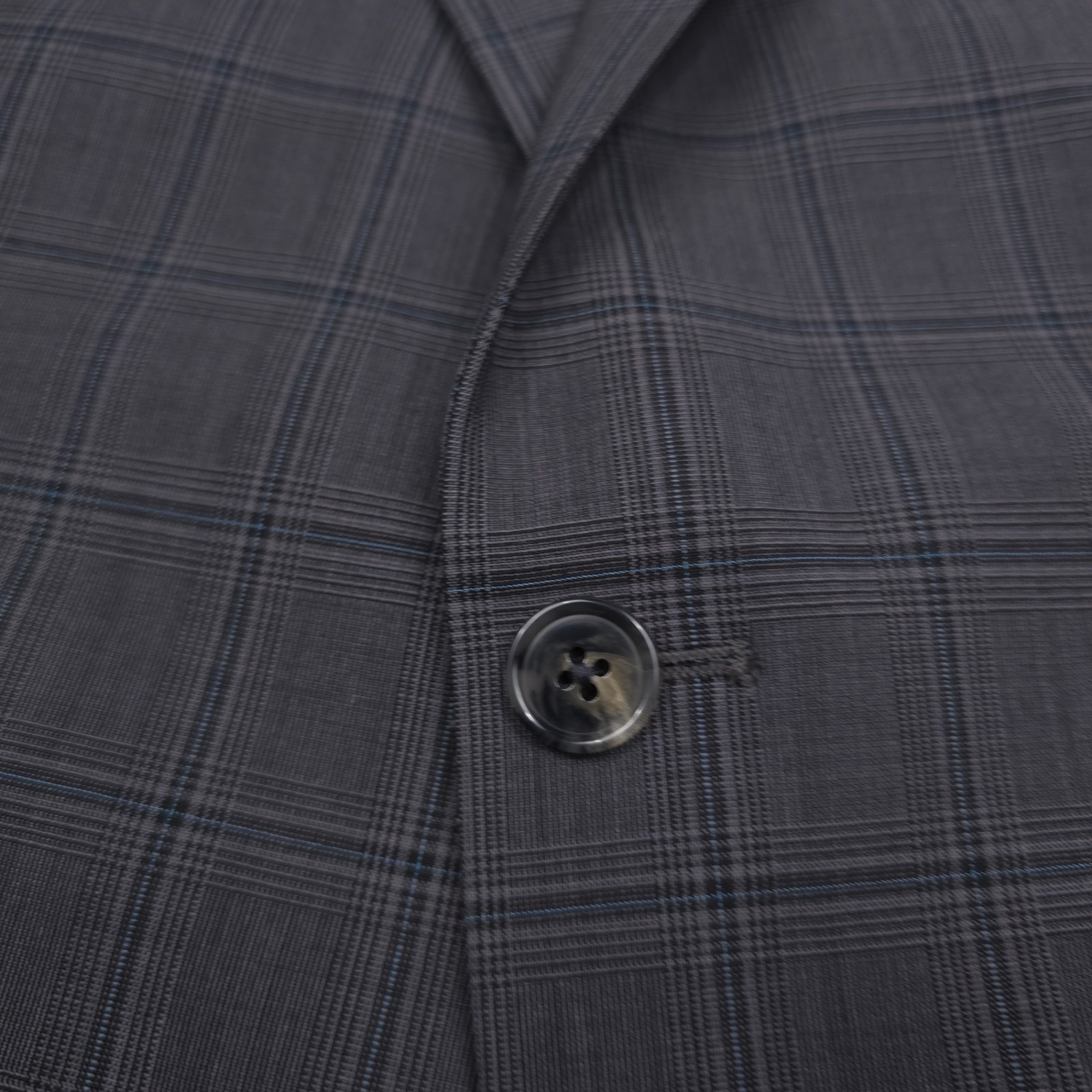 Hart Schaffner Marx Wool Suit Jacket Mens 40S Charcoal Gray Plaid NY Fit Soft
