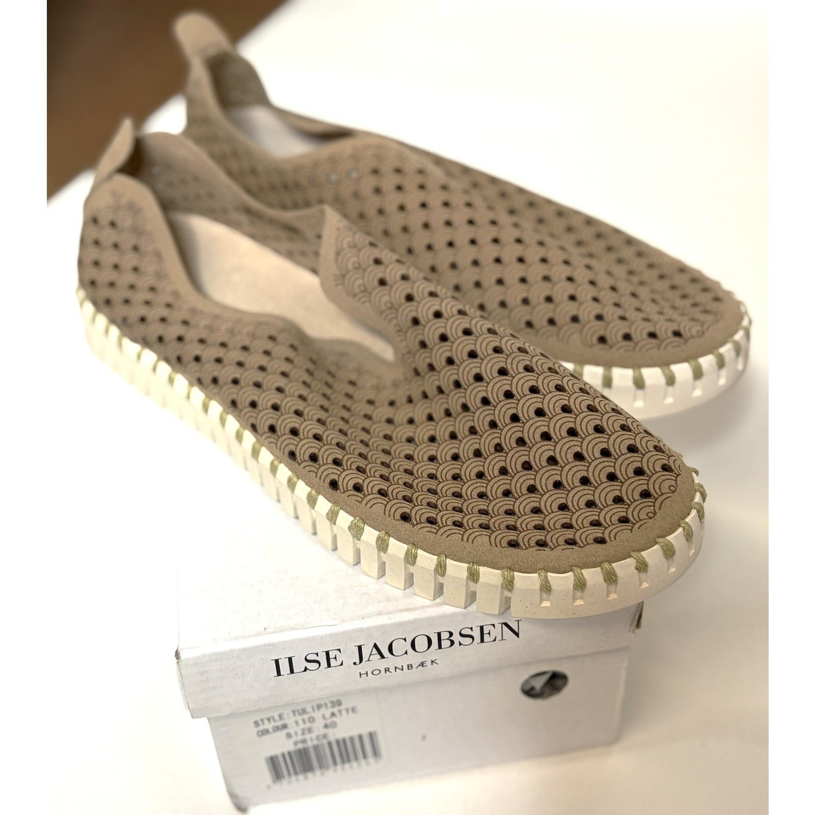 Ilse Jacobsen Hornbæk Tulip Latte Laser Cut Slip-On Flats EU 40 US 9-9.5 Comfort