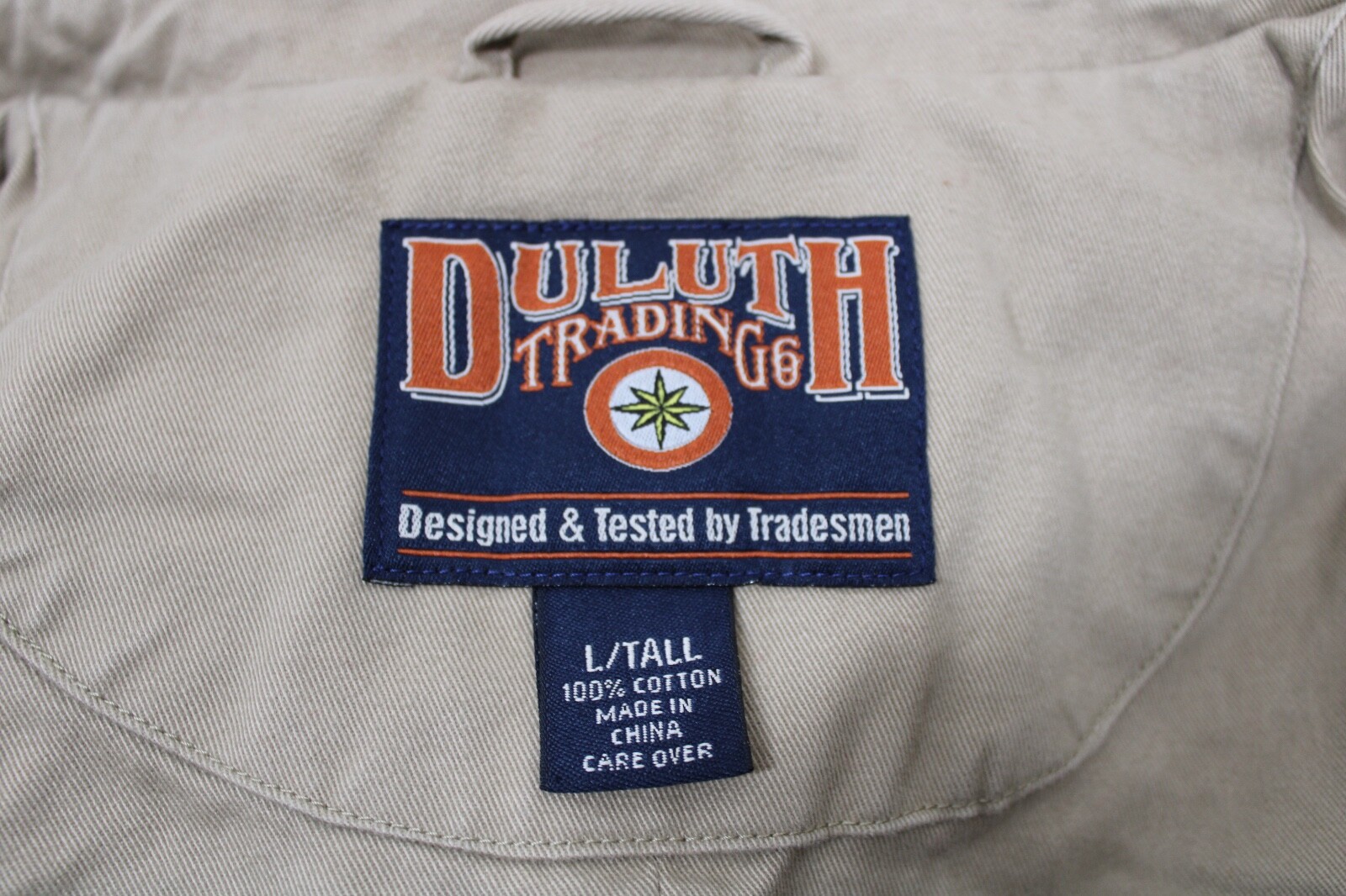 Duluth Trading Co L Tall Tan Brown Cotton Twill Presentation Blazer Sport Coat