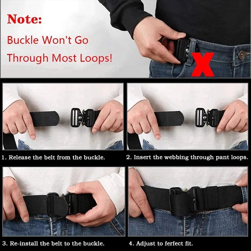 MEN Casual Military Tactical Army Adjustable Quick Release Belts Pants Waistband