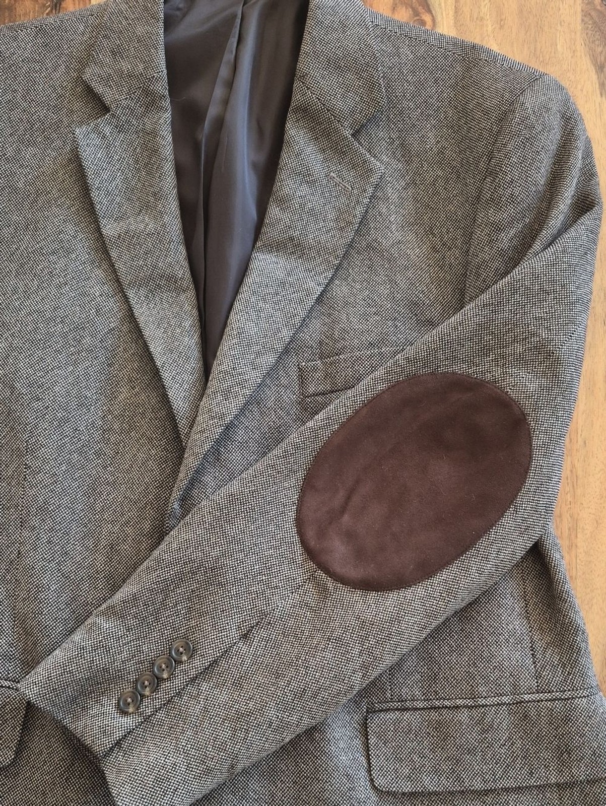 Stafford Essentials 100% Wool, Elbow Patch, Two Button Blazer Sz 44R