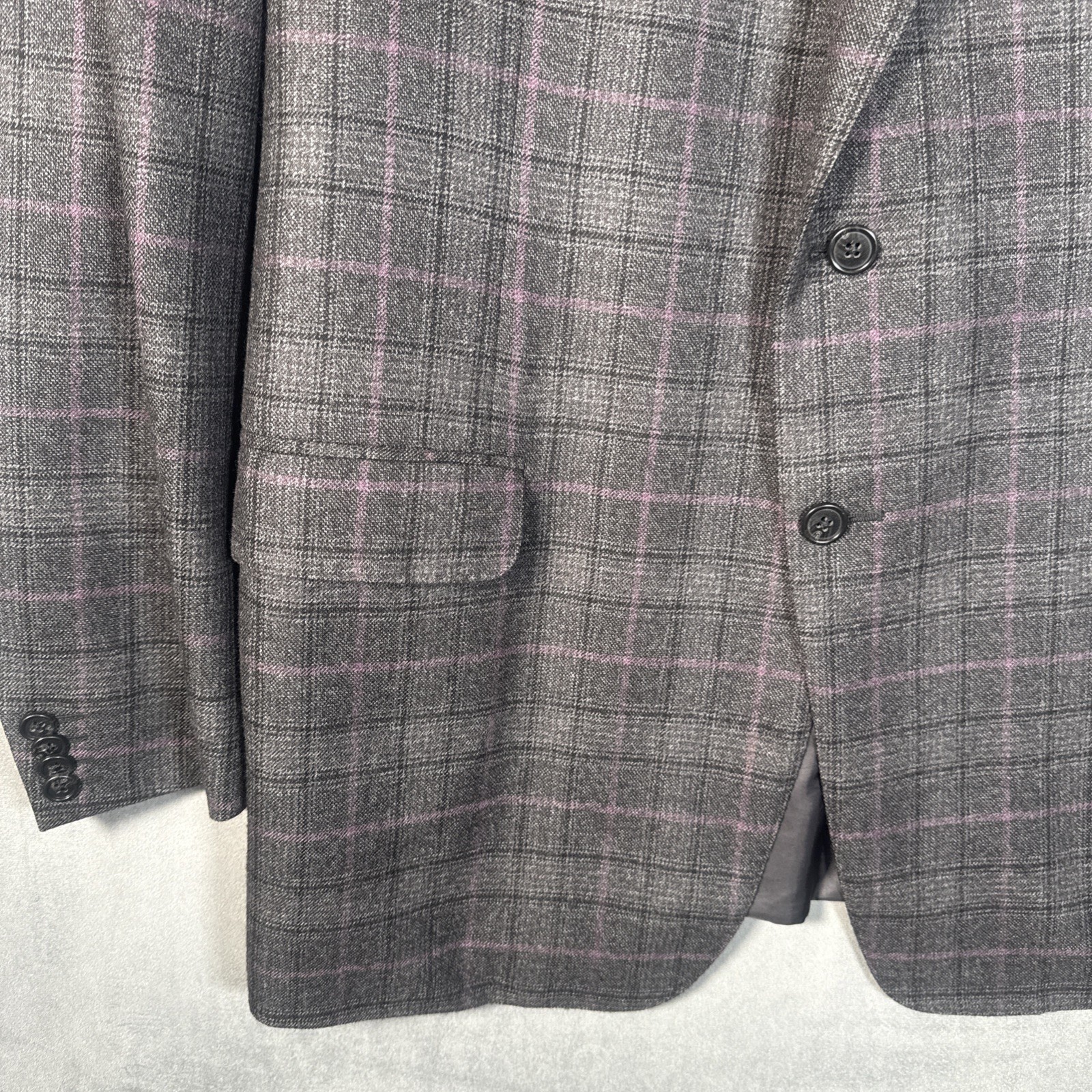 Corneliani Jacket Mens Cashmere Wool Gray Plaid Sport Coat Blazer EU58L US44L
