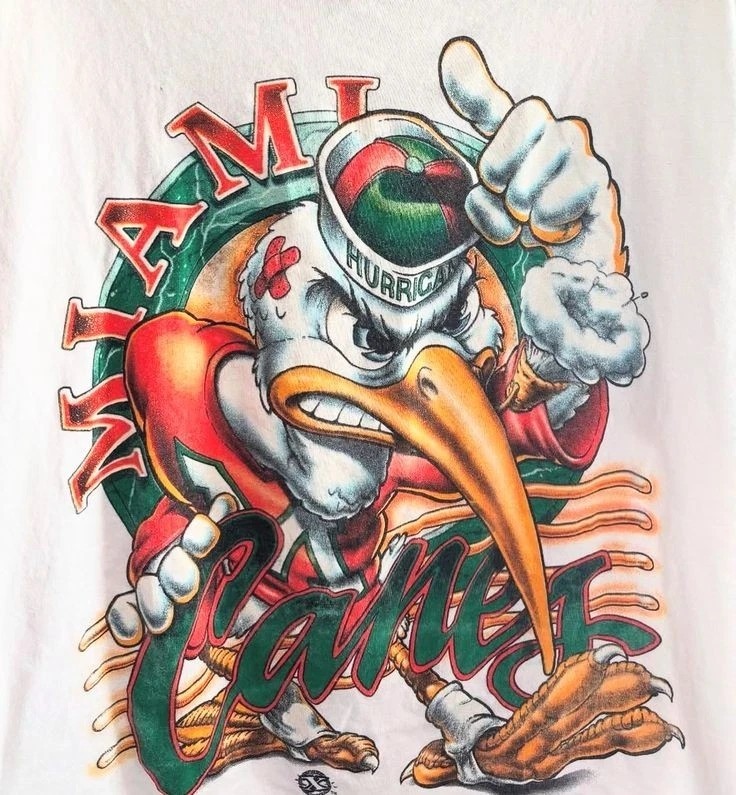 Miami Hurricanes University Football Team 90s Classic T shirt vtg Reprint S-5XL