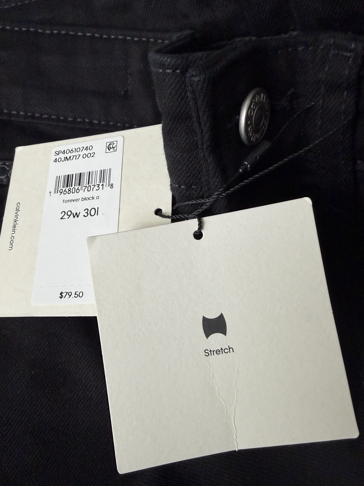 Calvin Klein Mens Jeans New 29 x 30 Black Stretch Slim Fit 5 Pockets