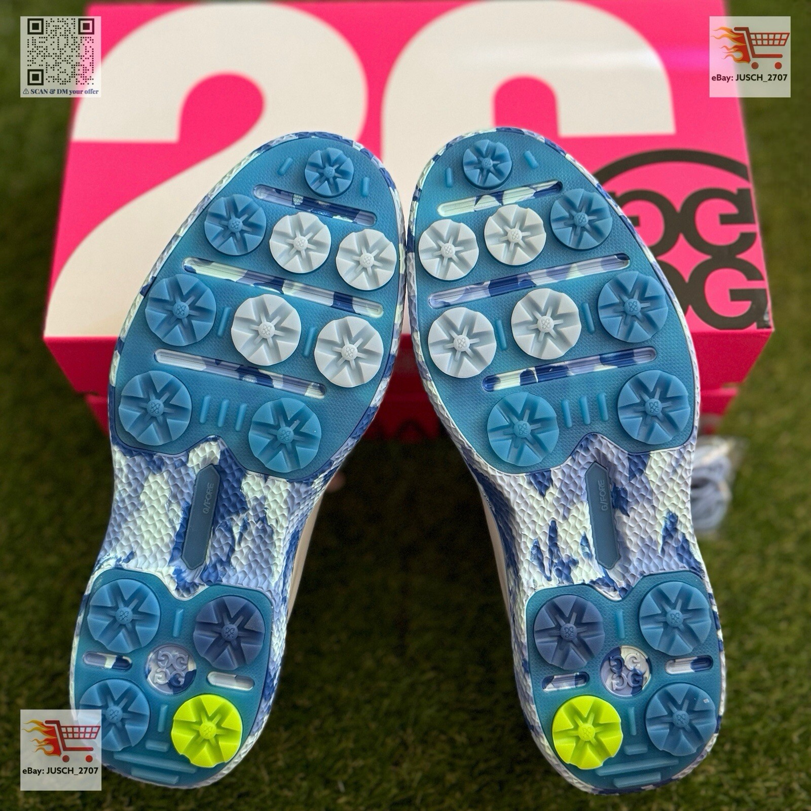 G/Fore G4 Camo Gallivan2r TPU Golf Shoe Sneaker⛳️ US 13 ⛳️ White Ice Blue Camo