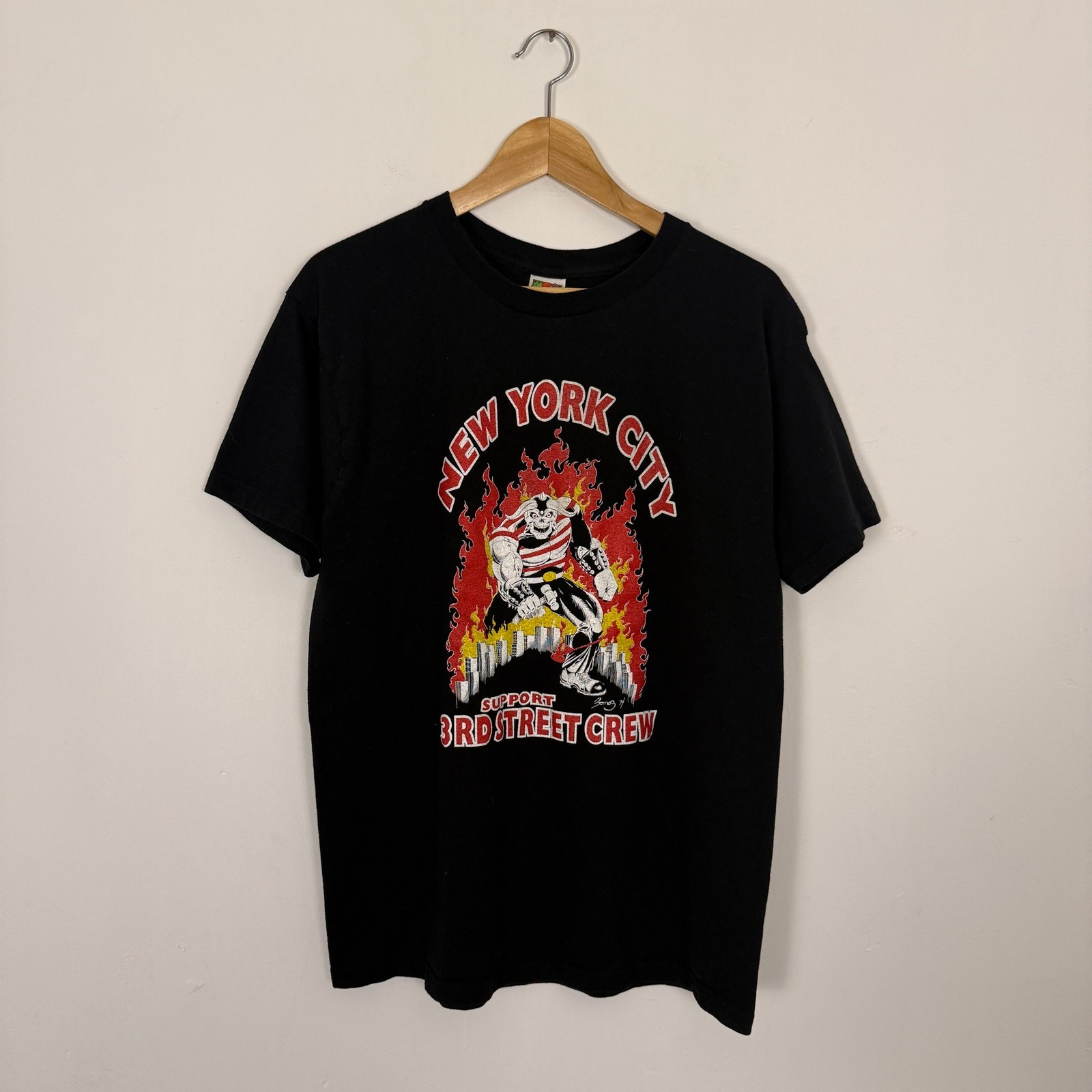Vintage 90s Hells Angels MC New York City Motorcycle Biker Tee Shirt Black Large