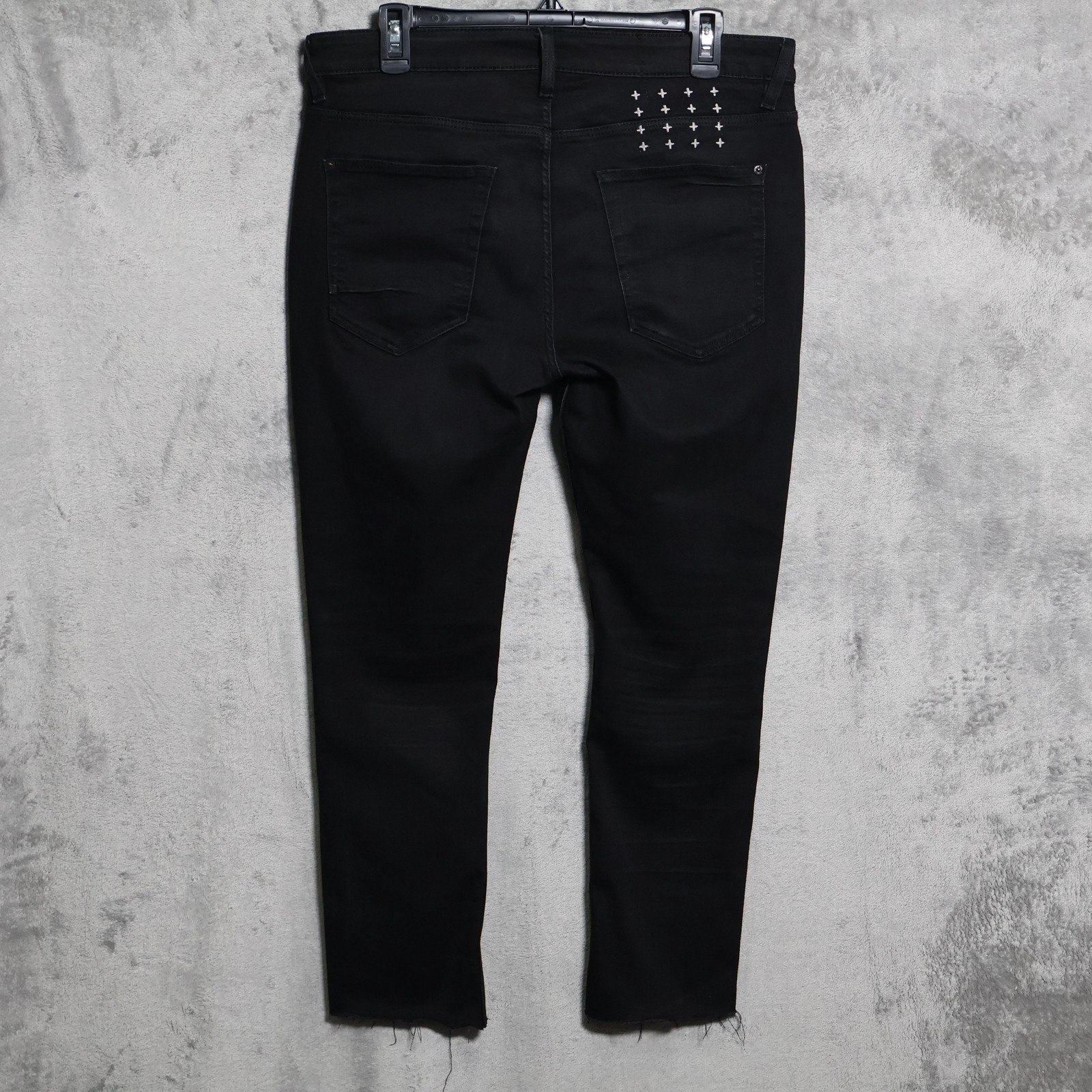 Ksubi Jeans Mens 34×26 Black Skinny Slim Charcoal Wash KM-50 Stretch Streetwear