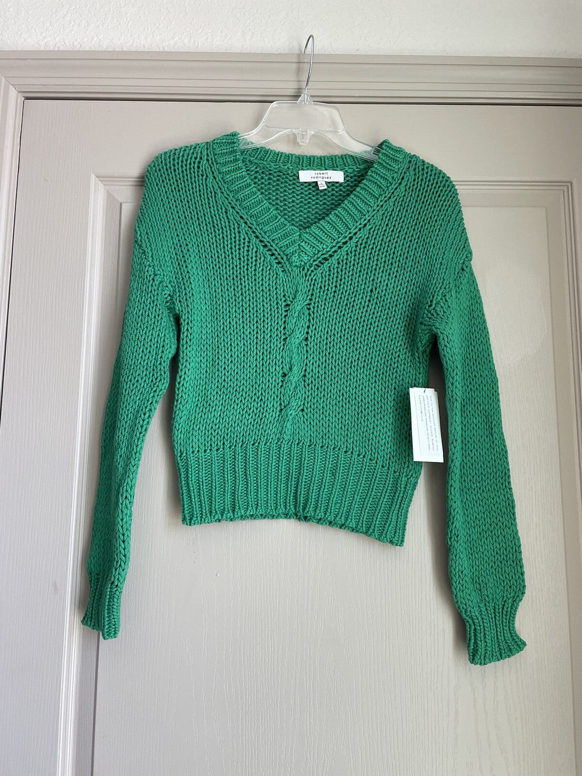 Robert Rodriguez Women’s Green Size Small V Neck Cotton Sweater $275