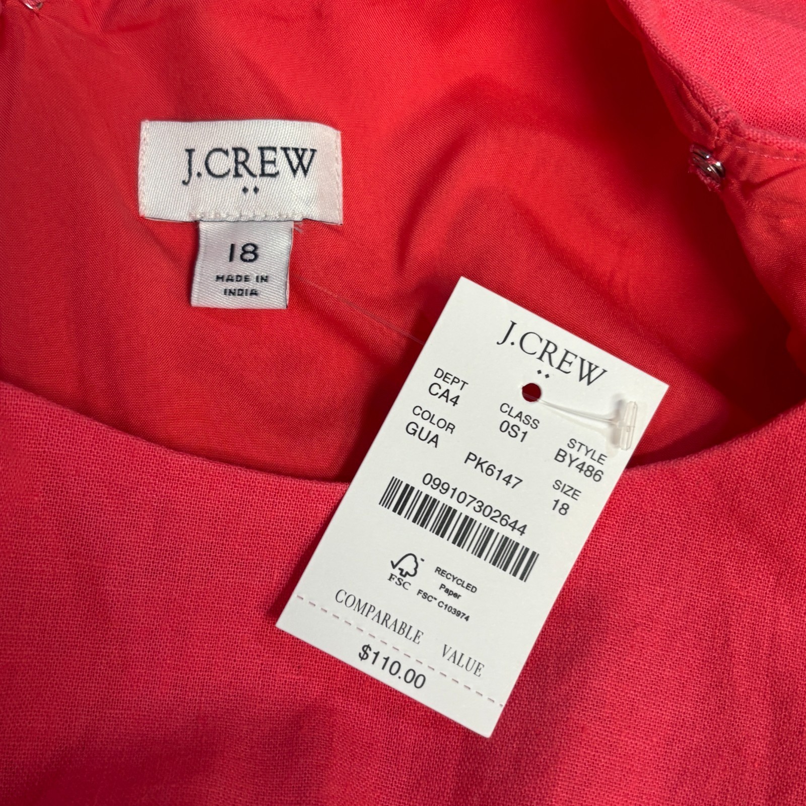 NWT J. Crew Women Sleeveless Shift Dress Size 18 Linen Blend SP24 C086 -11