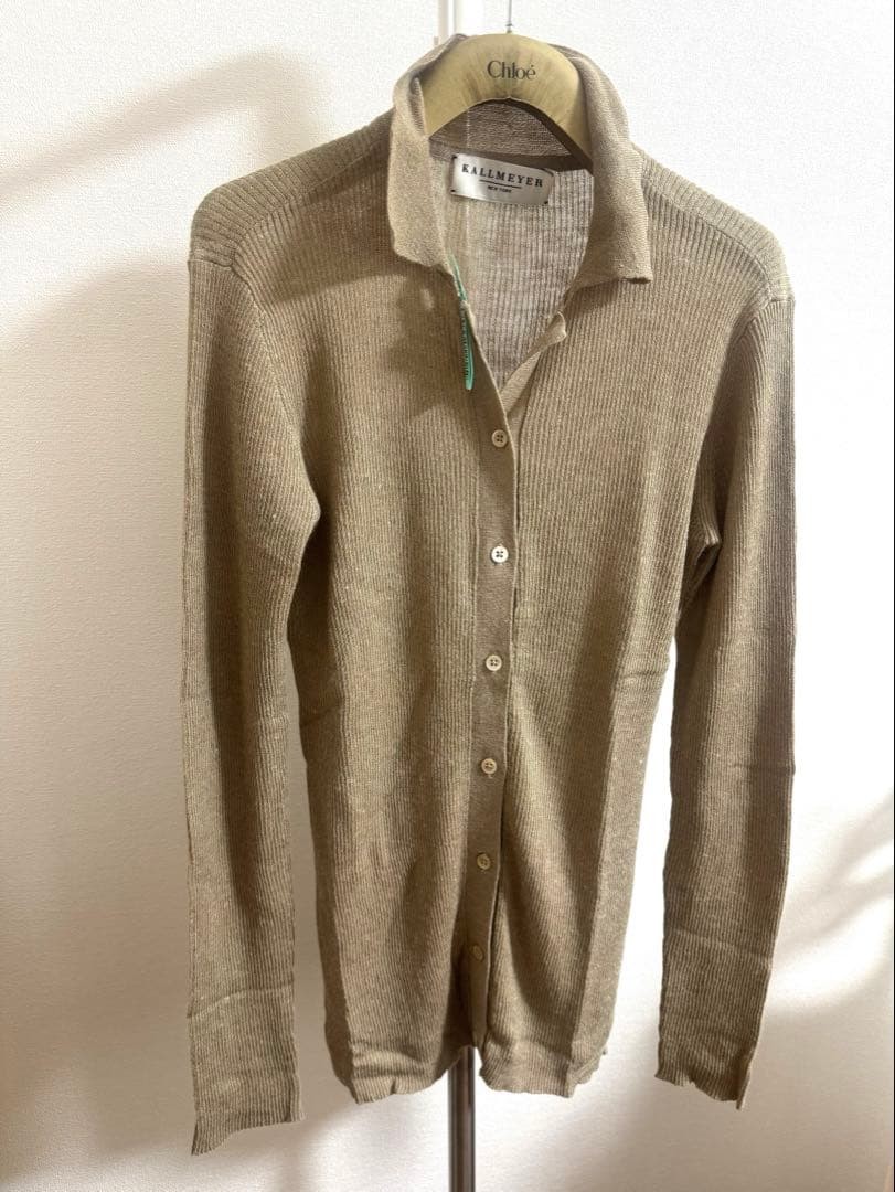 KALLMEYER Beige Linen Rayon Cardigan with Buttons – Free Size
