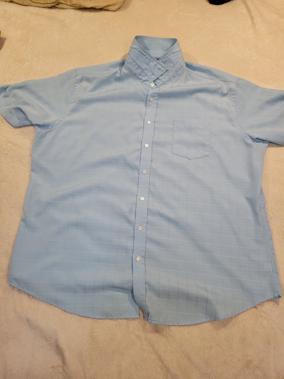 Croft & Barrow Men’s 2XL Blue Solid Easy Care Short Sleeve Button-Up Shirt