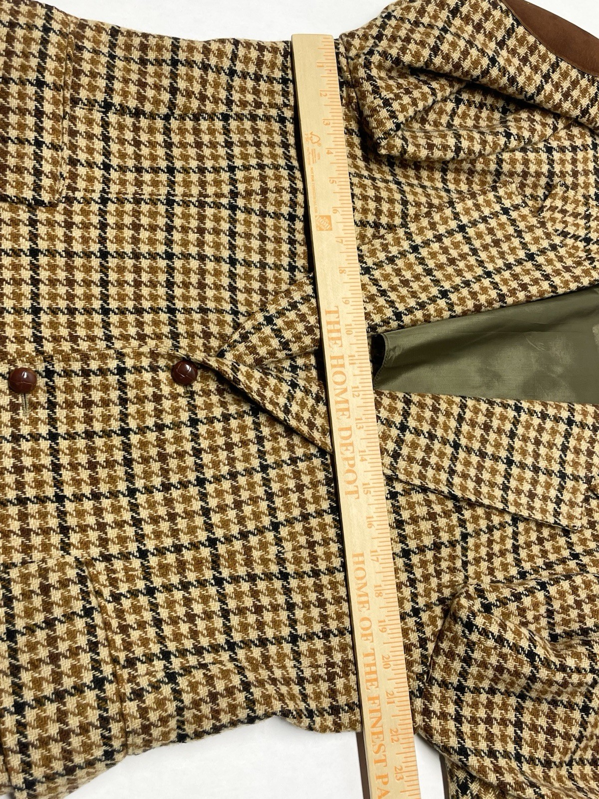 VTG Brown Plaid Elbow Patches Blazer Jacket Men 44” Preppy Hipster Retro 70s 80s