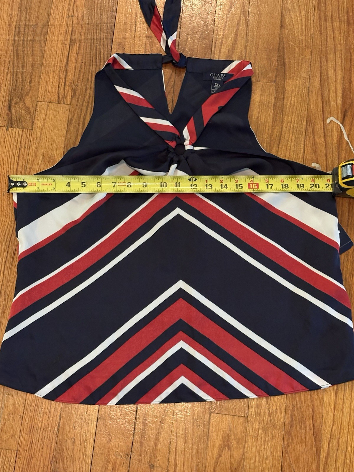 Chaps Women’s Navy Red White Striped Halter Tie Neck Top Petite PXL