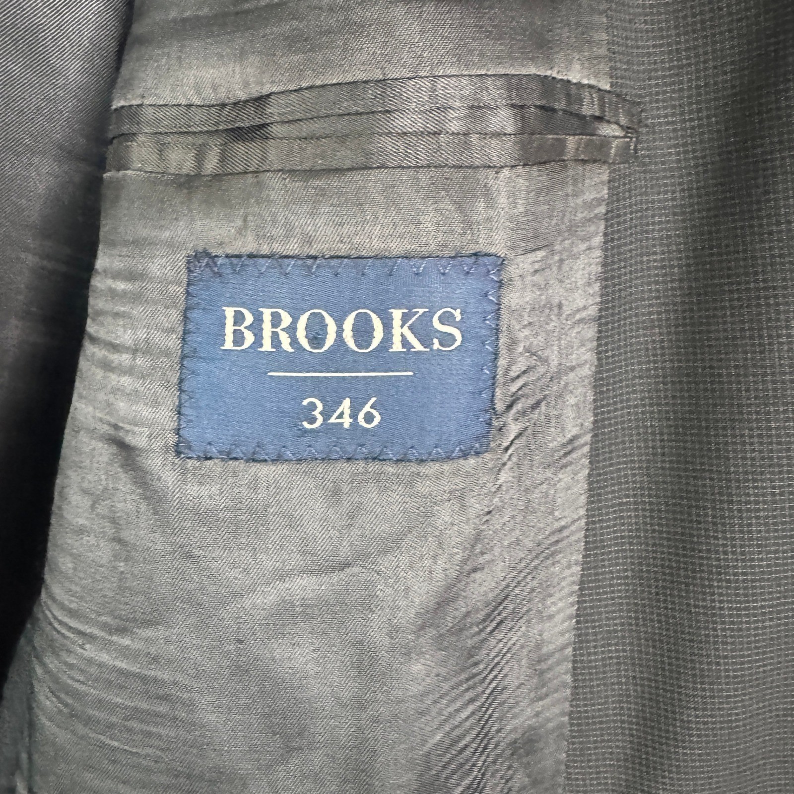 Brooks 346 Blazer Men 46L Black Wool Two Button Business Office Work Sports Coat