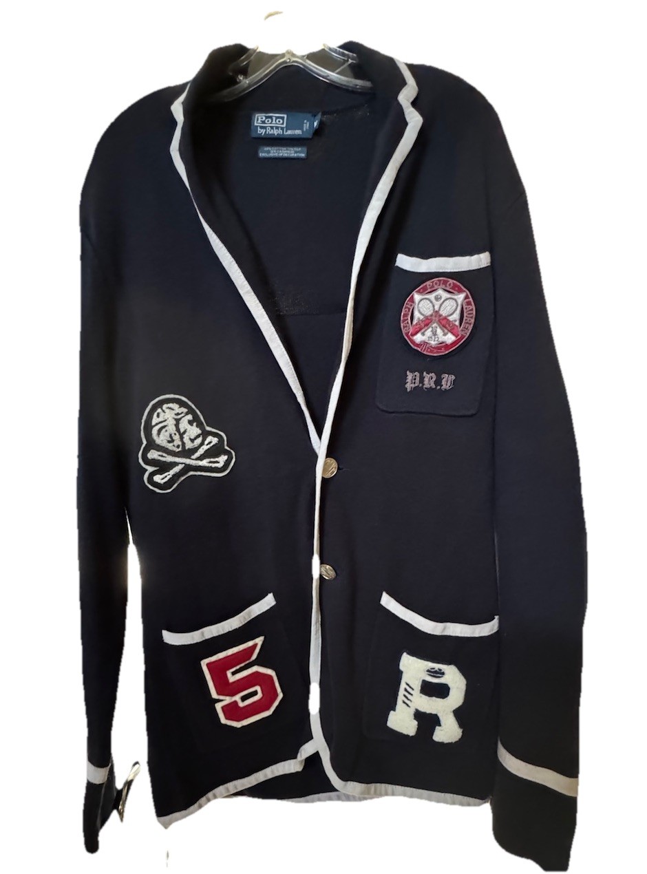 🫪🔥Ralph Lauren Navy PRL Bullion Crest Skull #5 Varsity Collegiate Blazer Men M