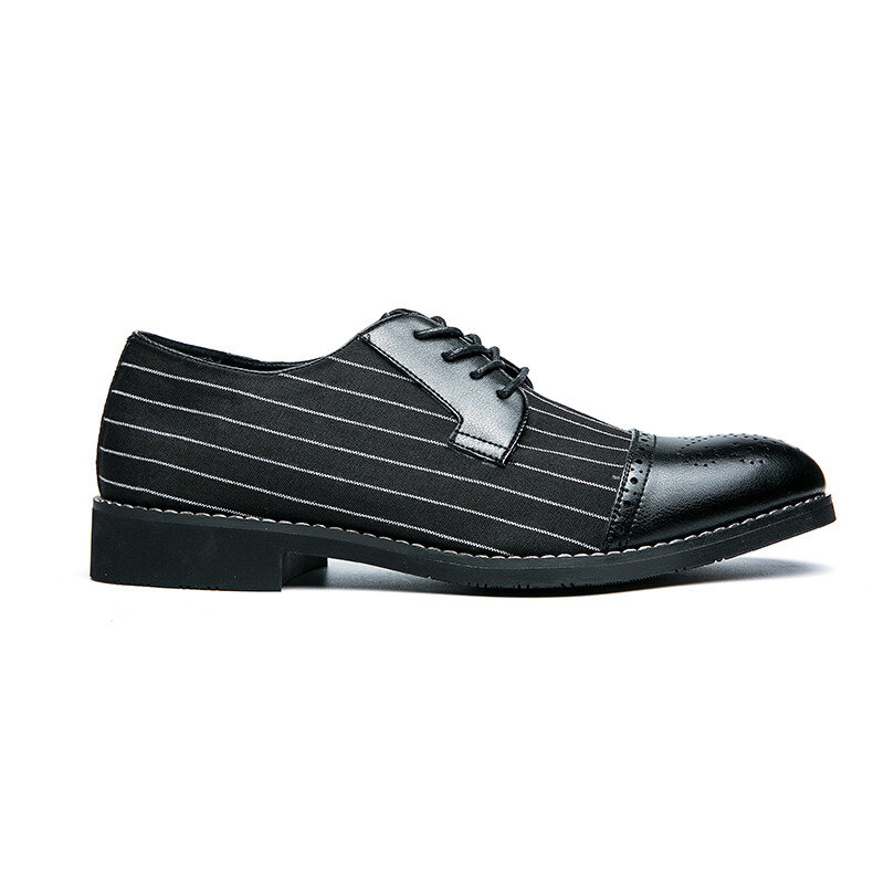 Mens Brogues Striped Pointy Toe Lace Up Oxfords British Formal Party Dress Shoes