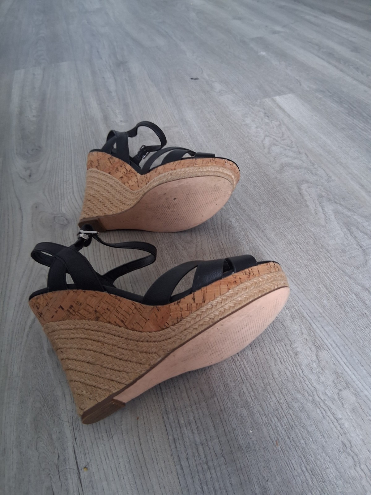 Charles by Charles David Black Criss Cross Wedge Sandals Size 8M