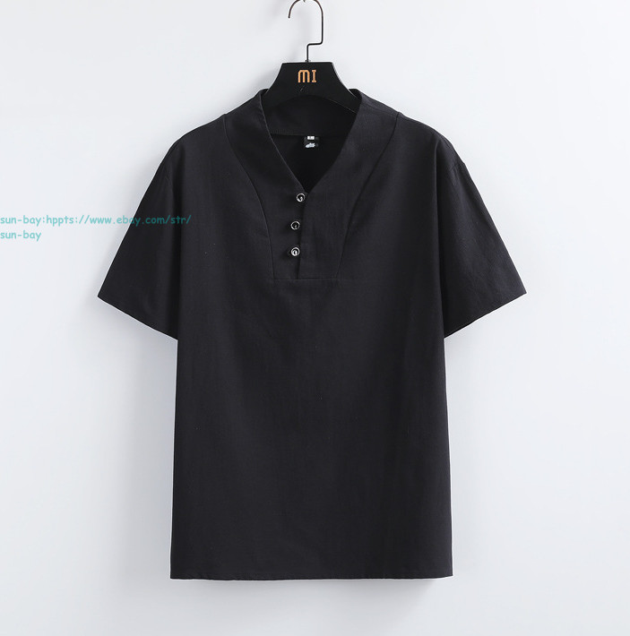 New Men Linen Set 2pcs Button Shirts Drawstring Pants Sets Summer Beach Outfits