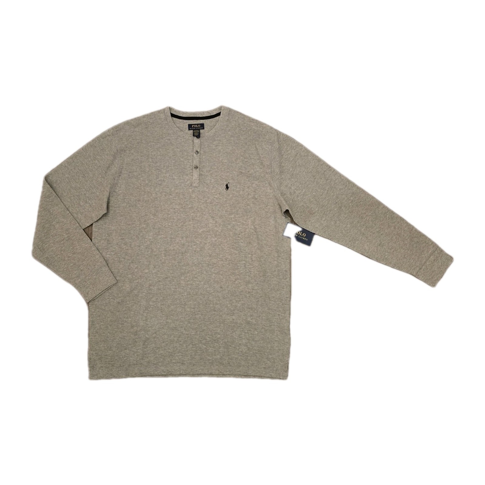 NWT Polo Ralph Lauren Waffle Knit Henley Thermal Crew-Neck T-Shirt SZ- 2XL- Gray