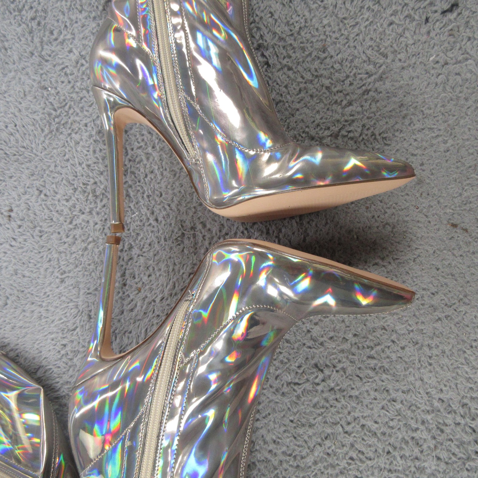 Lemon Drop By Privileged Feather Boots Womens 8.5 Silver Holographic Knee High