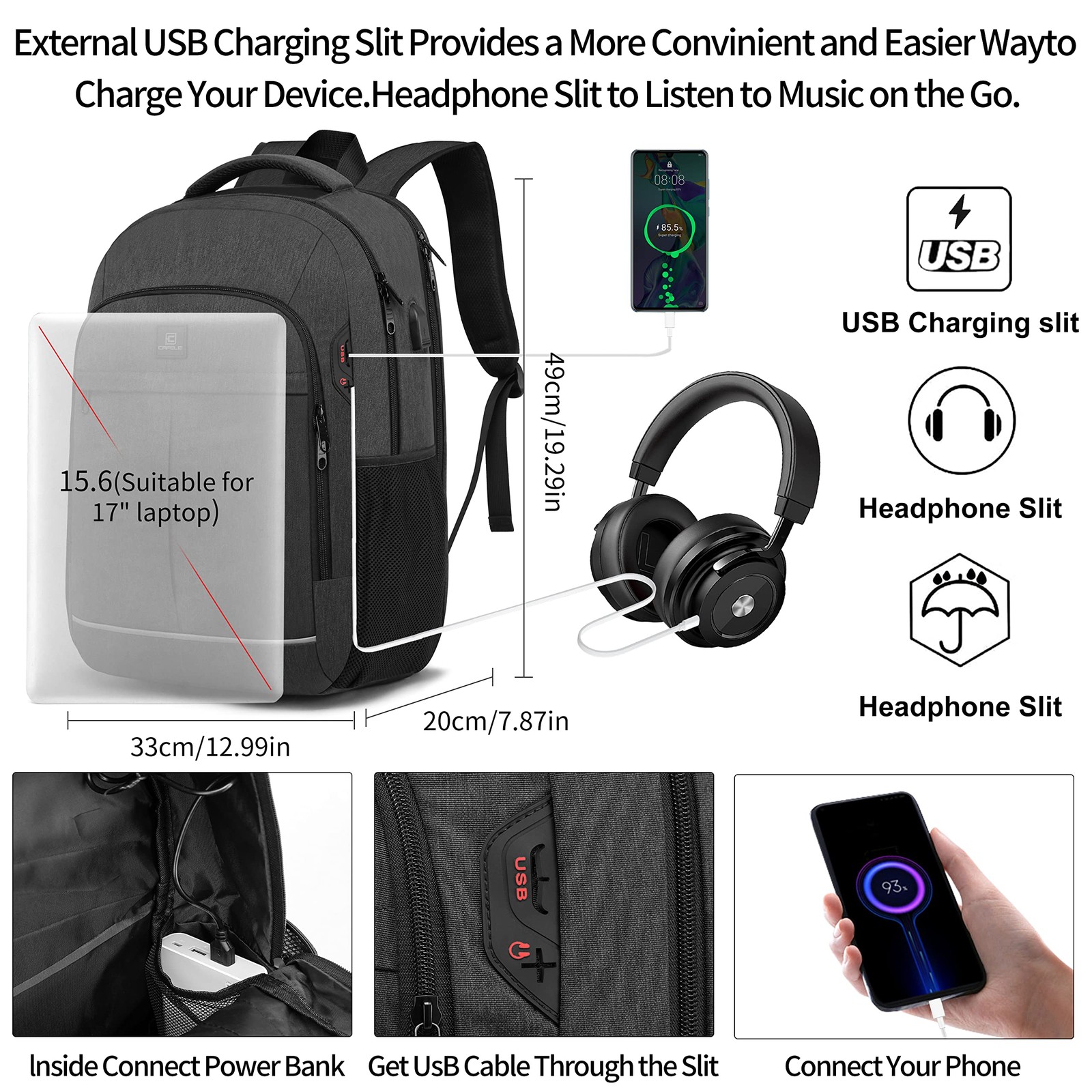 17.3 Inch Laptop Backpack, School Backpack,Large TSA Travel Carry on Backpack,Co