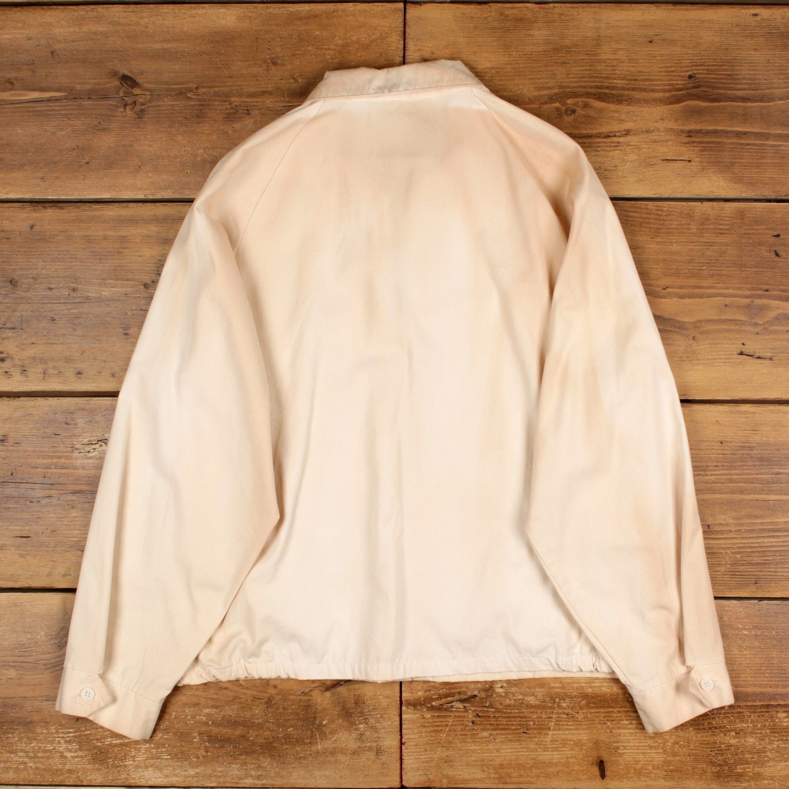 Vintage SPORTS MASTER Windbreaker Jacket L Mens USA Made 80s Beige Full Zip