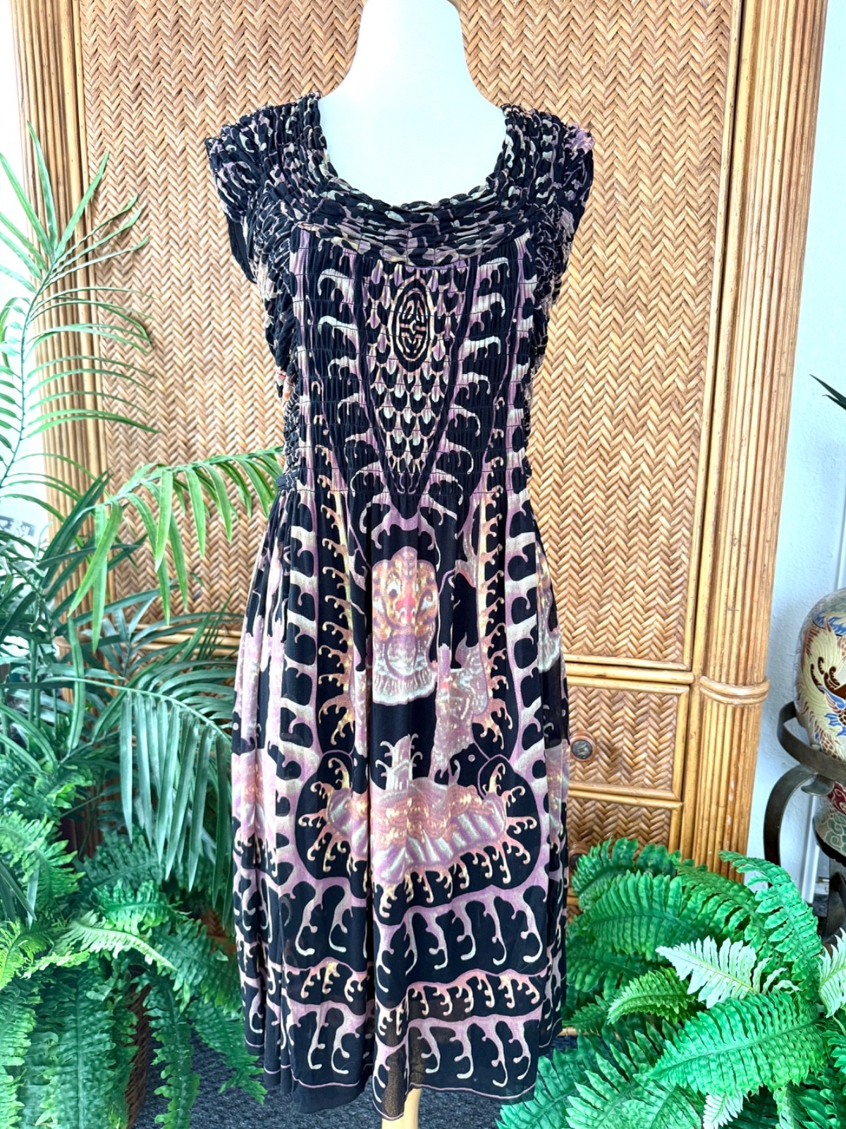 Y2k Vtg Rare Vivienne Tam Water Dragon Dress sz S/M