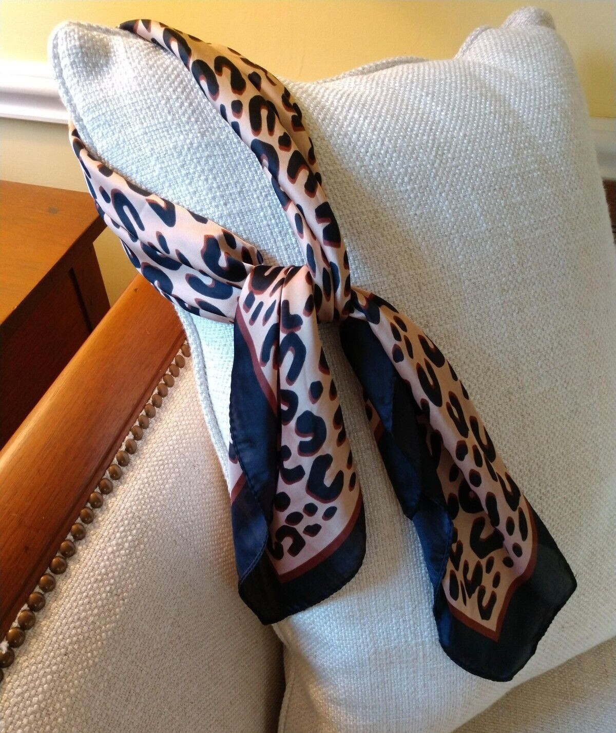 Leopard Print Black Border Scarf – 28 x 28 inches