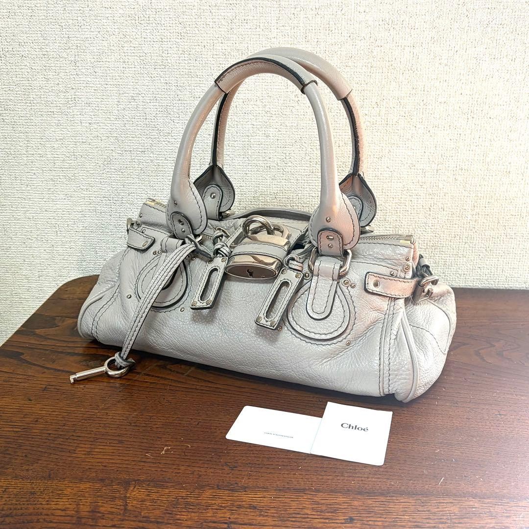 Chloe Paddington White Leather Satchel Bag w/Padlock Rare Vintage Auth