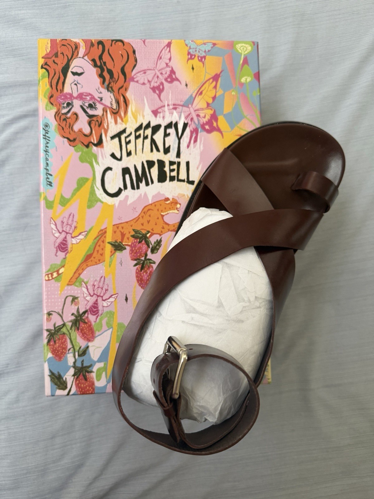Jeffrey Campbell Brown Leather Strappy Ankle Strap Buckle Sandals Women 10