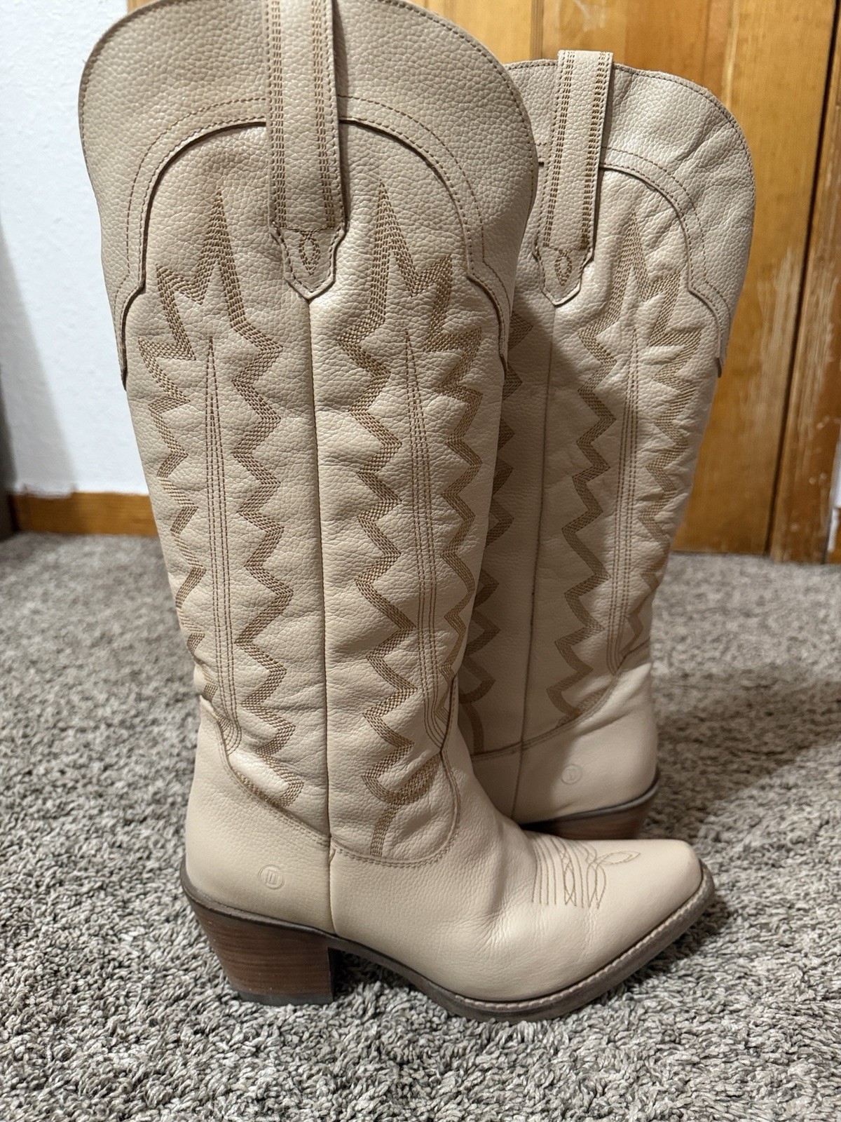 Dingo Western Heeled Boots With Zigzag Stitch