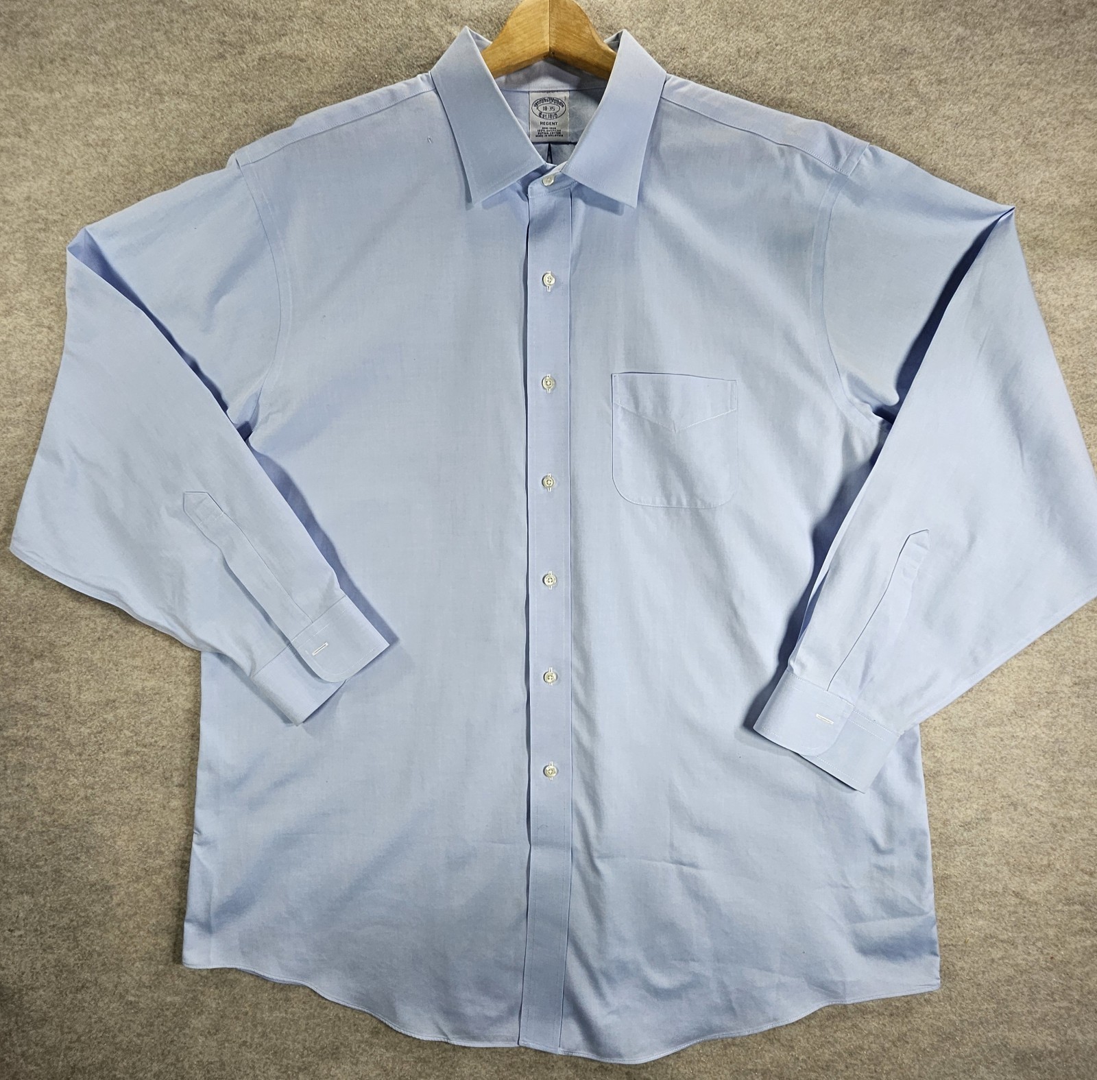 Brooks Brothers Regent Non-Iron Dress Shirt Blue 18-35 Supima Cotton Men’s