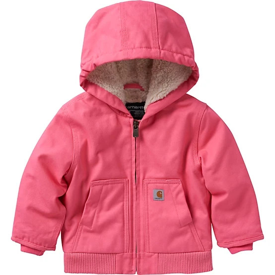 Carhartt 9564-G Girl’s Active Hooded Jacket Pink Flannel sherpa lined New