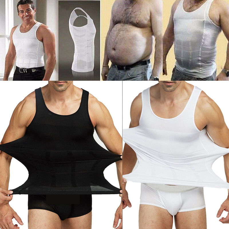 Mens Slim Body Compression Tummy Shaper Belly Shapewear Waist Girdle Shirt Vest