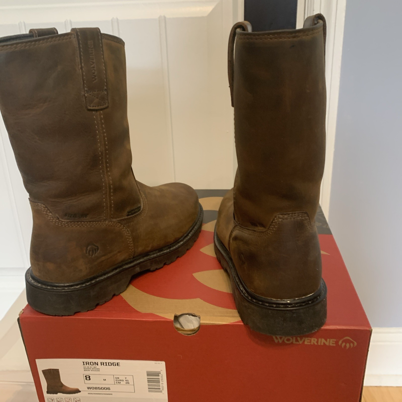 Wolverine Wellington W04727 Men’s Brown Leather Work Boots Size 8m Steel Toe