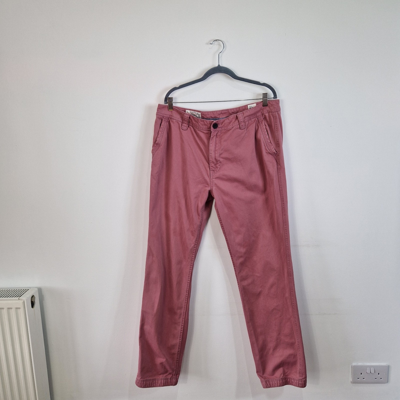 FAT FACE Mens Salmon Pink Straight Jeans 38L Long Trousers Cotton