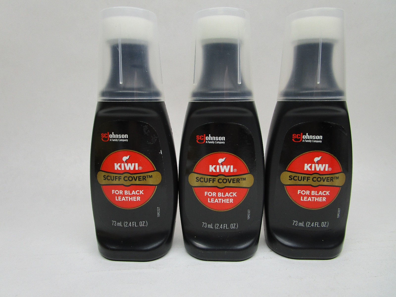 3 x Kiwi Scuff Cover – For Black Leather Instant Shine Polish 75 mL (2.4 fl. oz)