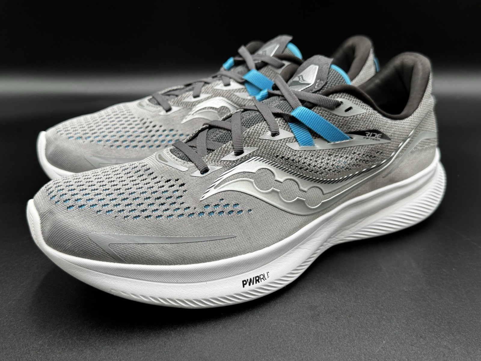 Size 12.5 – Saucony Ride 15 Alloy Topaz Running Shoes