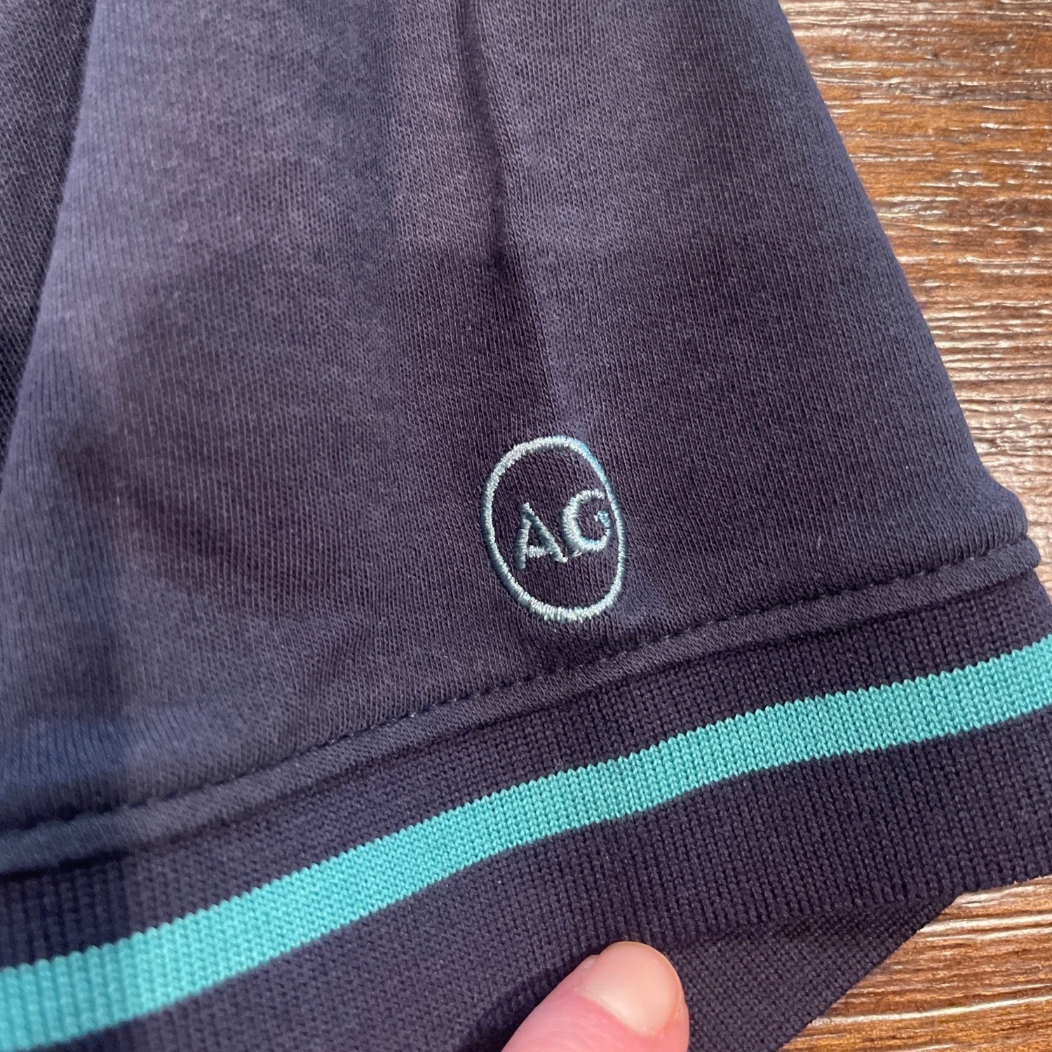 AG Green Label Polo Shirt Mens Medium Navy Teal Lightweight Preppy Casual Golf
