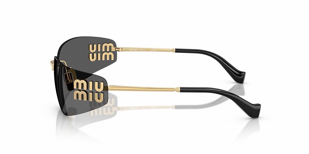 MIU MIU MU A51S 5AK5SO Gold Dark Grey Lens Women Wrap Sunglasses AUTHENTIC