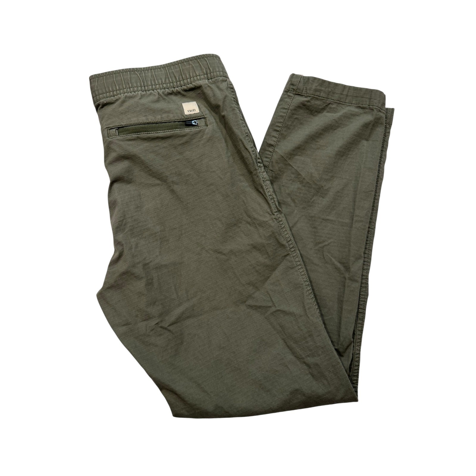 Vuori Ripstop Climber Pants Olive Green Stretch Drawstring Cargo Size Medium