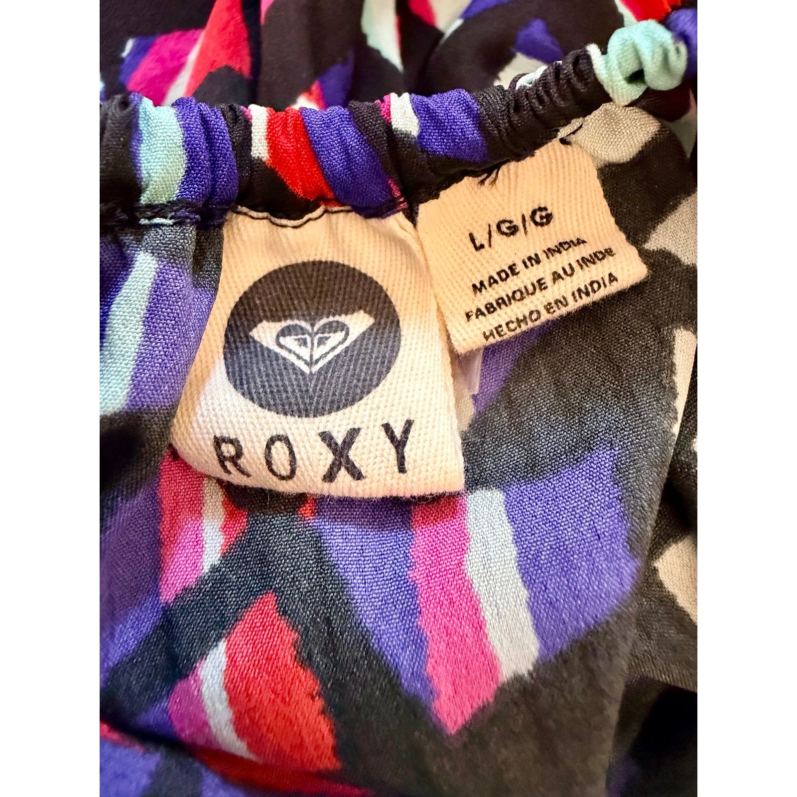 Roxy Love Seeker Dress Large Geometric Print Open Back Fit & Flare Mini Dress