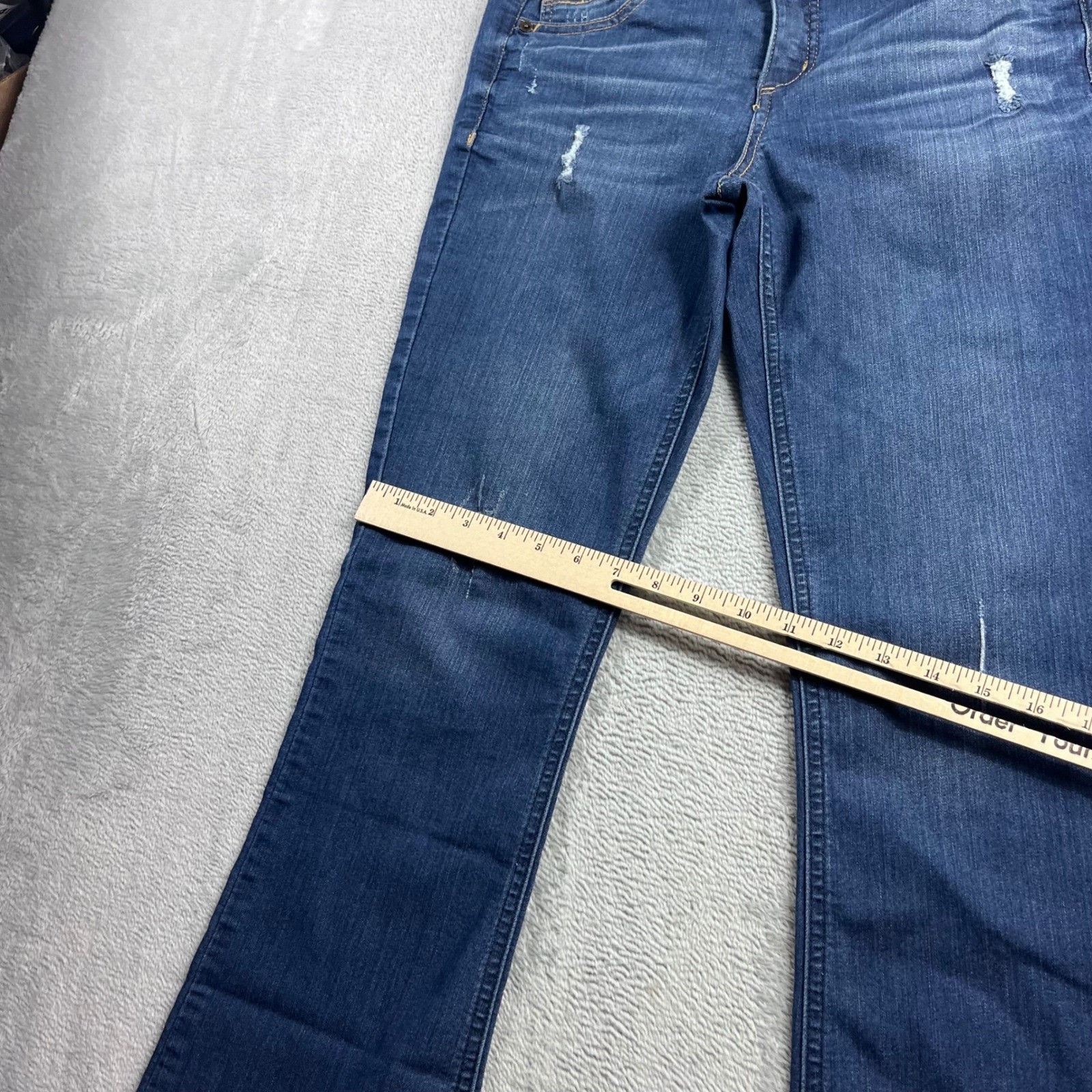 Democracy Ab Technology Distressed Bootcut Jeans Blue Womens Size 6 Distressed