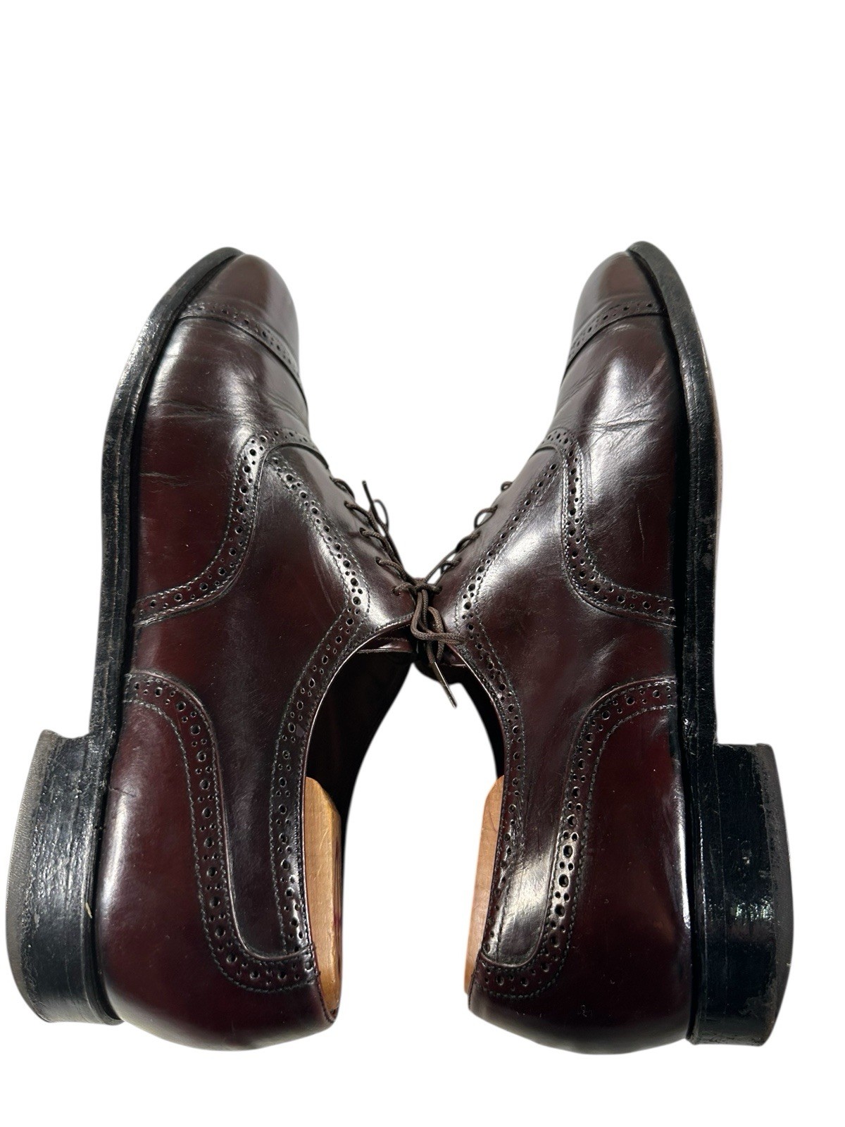 Bostonian Vintage Size 11.5 C Burgundy Leather Mens Dress Cap Toe Shoes USA