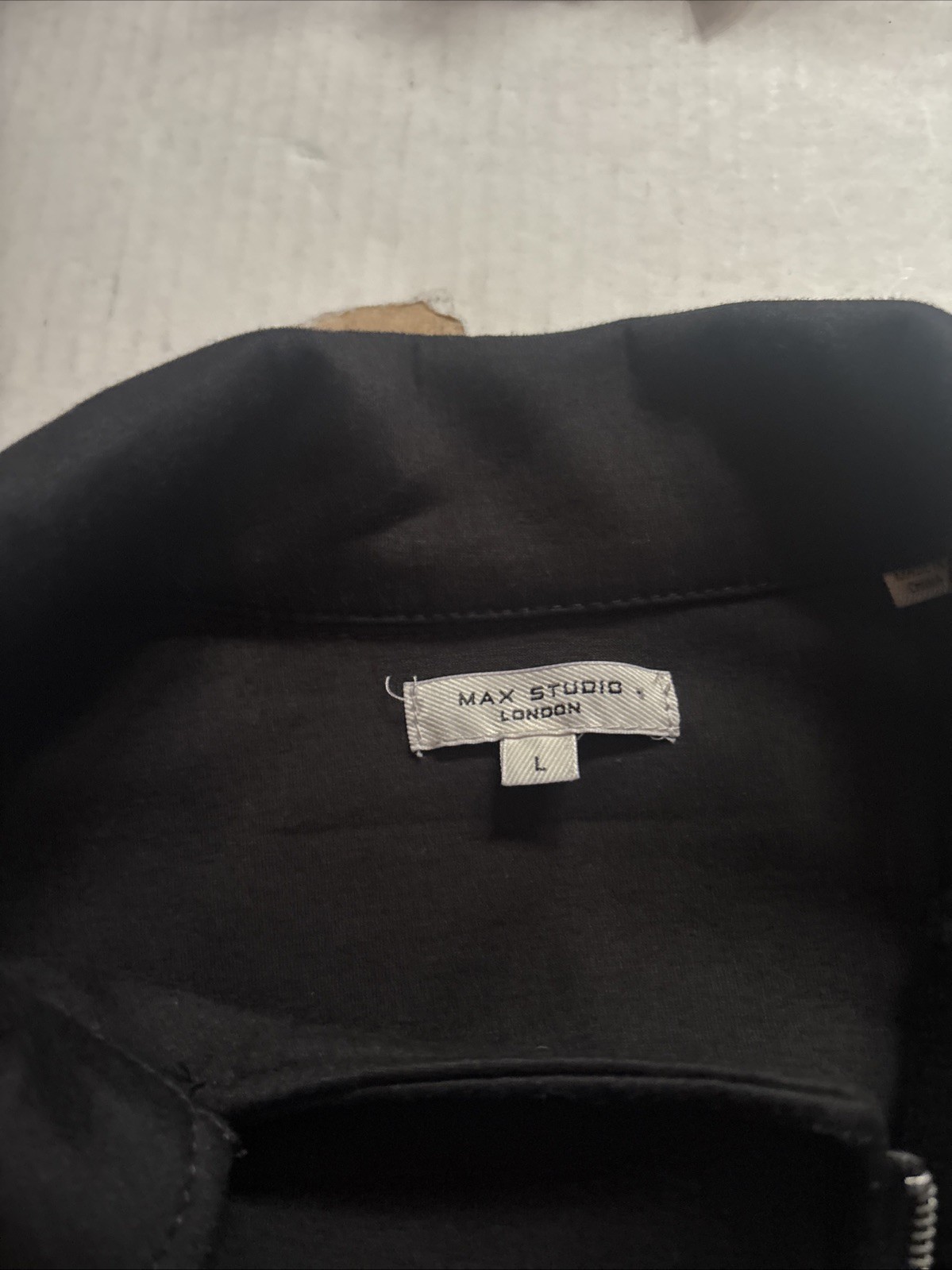 MAX STUDIO LONDON Black Moto Zip Jacket Scuba Short Size Large