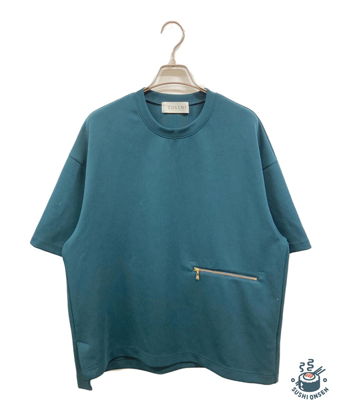 CULLNI Zip Pocket Asymmetric Hem Tee/Kuruni Size: 1 Green Men 23-SS-031