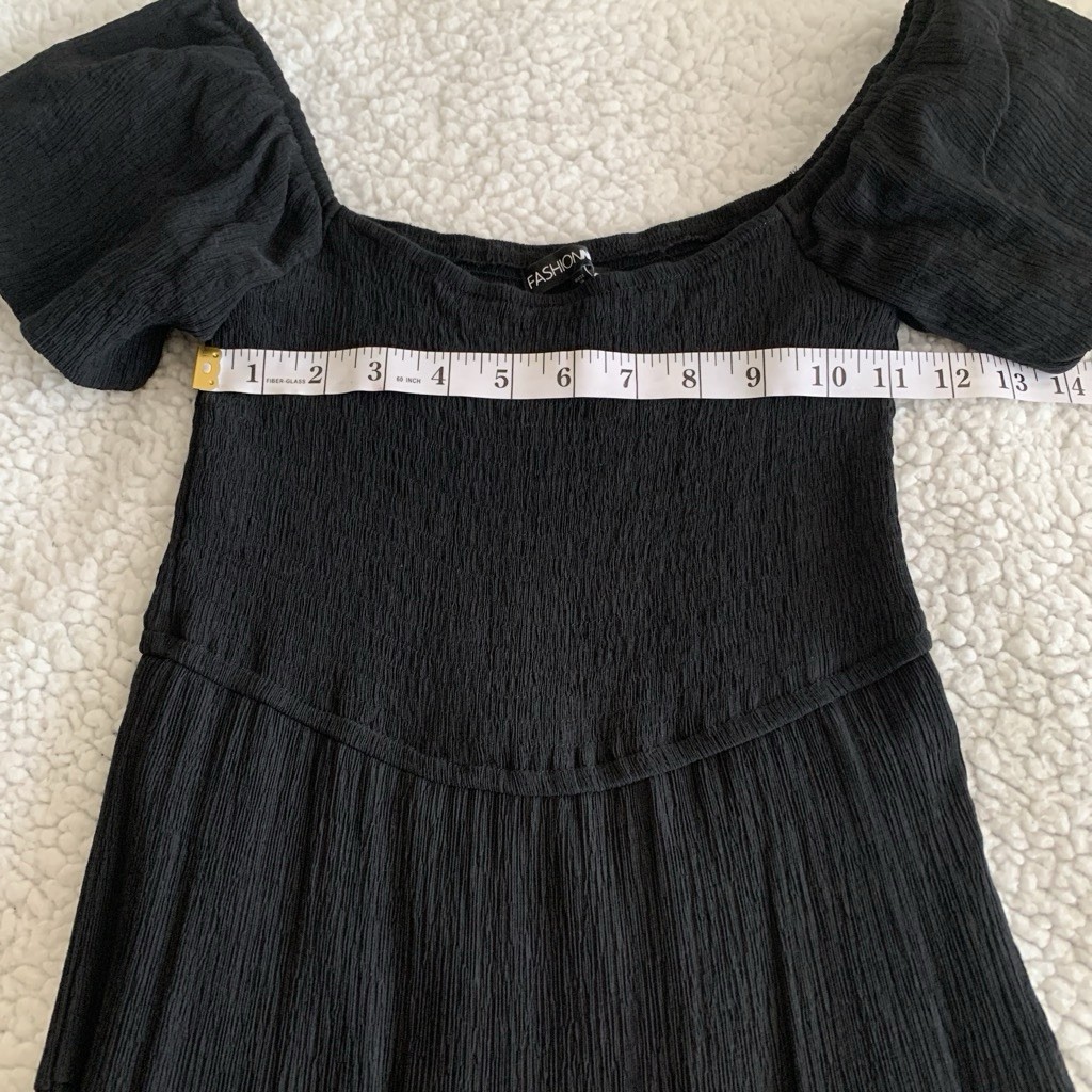 Black Smocked Maxi Dress Milkmaid Short Puff Sleeve Boho Tiered Long S