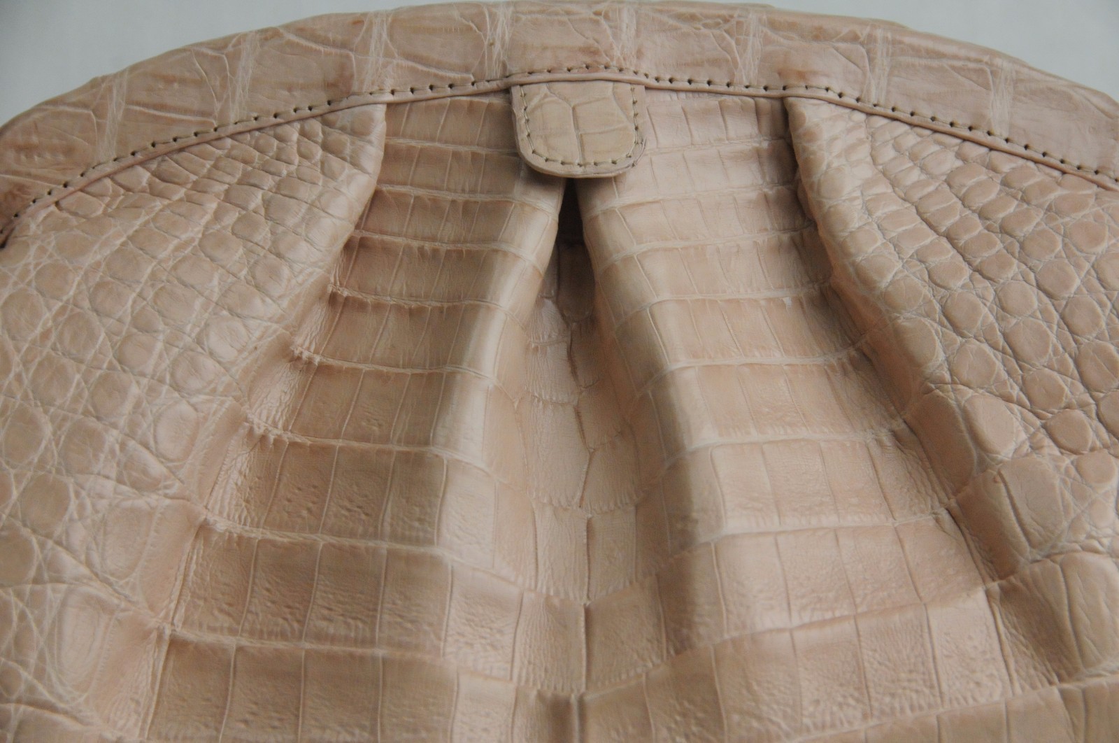 $3600 NEW Nancy Gonzalez Pale Pink CROCODILE Mink Pom Pom BAG Clutch