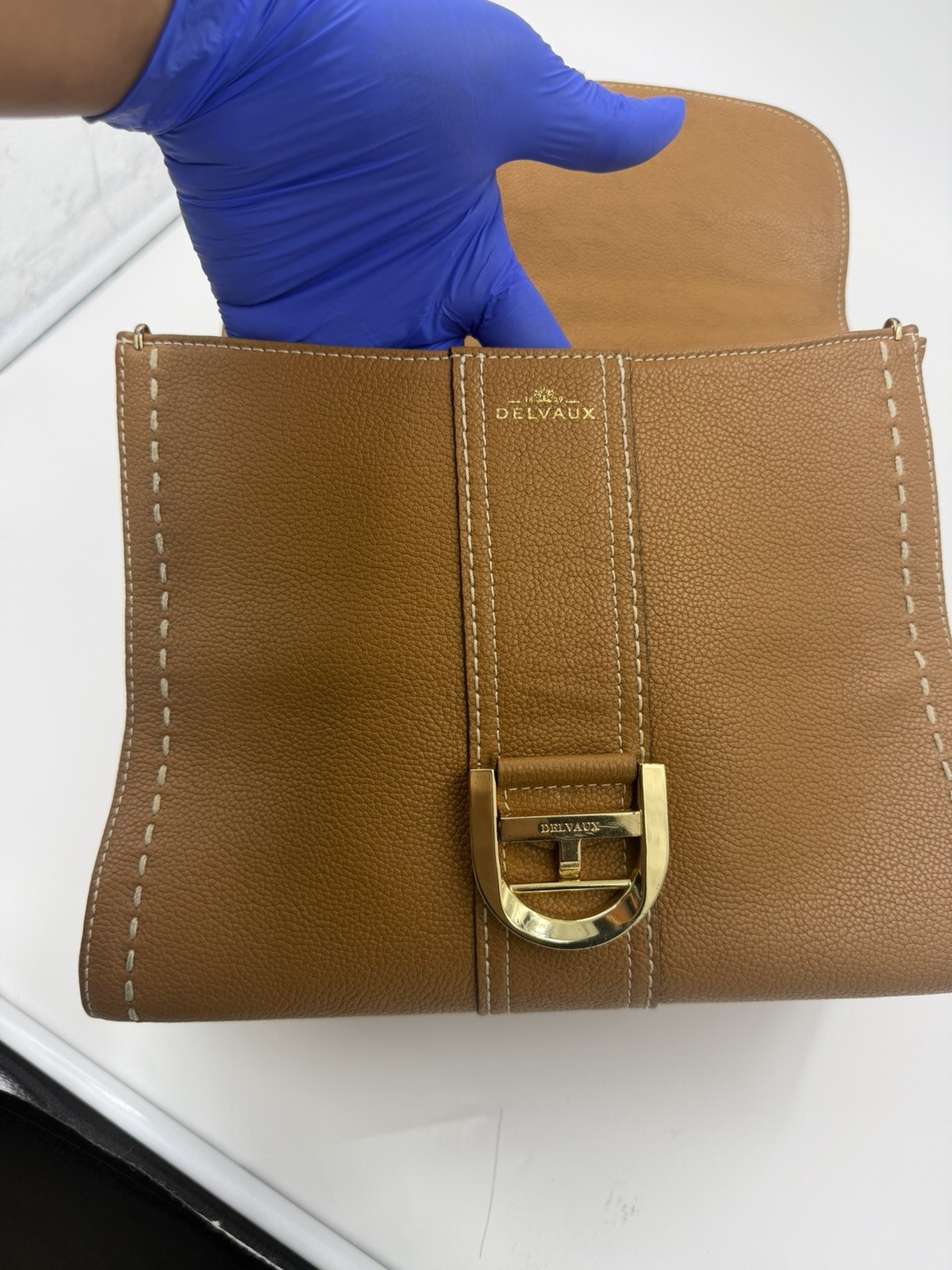 Delvaux Brillant Grained Calfskin lychee texture handbags Caramel medium